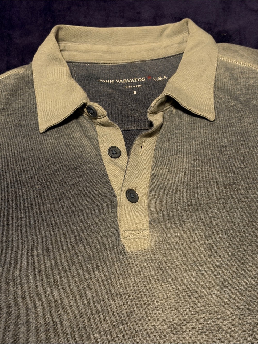 John Varvatos Two-Tone Olive and Khaki Polo Shirt